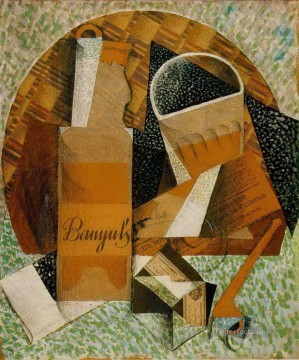 Juan Gris Painting - the bottle of banyuls 1914 Juan Gris